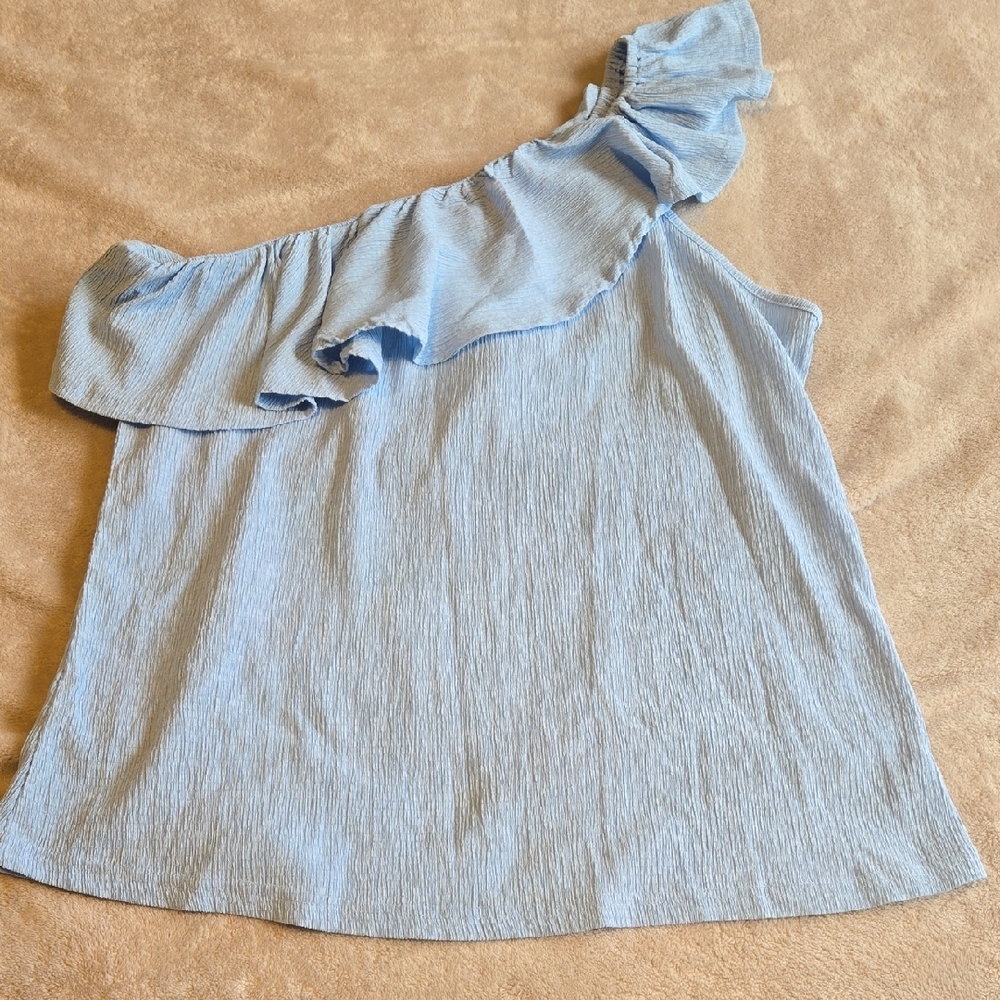 One-Shoulder Light Blue Women's Top